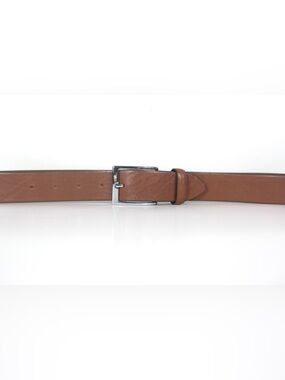 36”-40” Vintage Tan Leather Italian Dress Belt with a Silver Metal Buckle Men’s